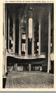 Vintage Postcard 1924 Grand Foyer Of Radio City Music Hall New York City NY