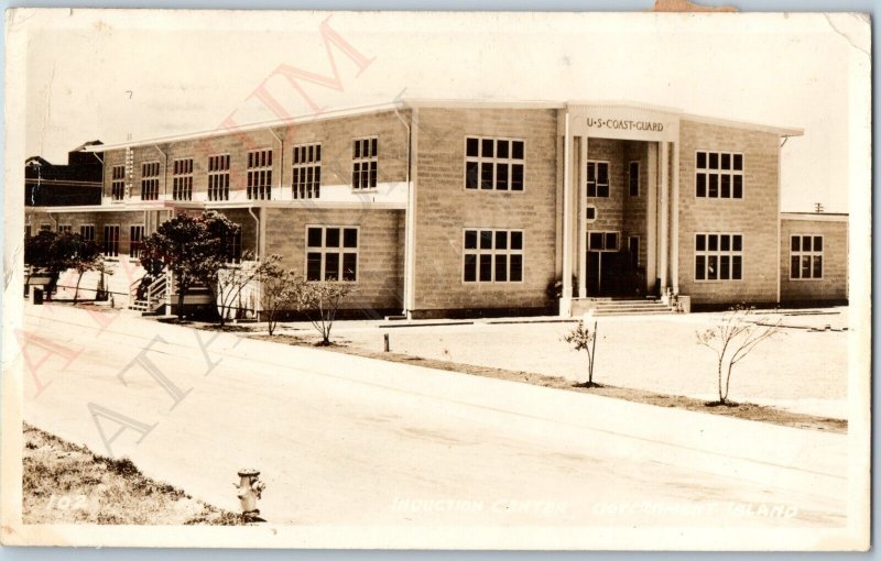 1942 Alameda CA WWII RPPC US Coast Guard Induction Center Government Island A186