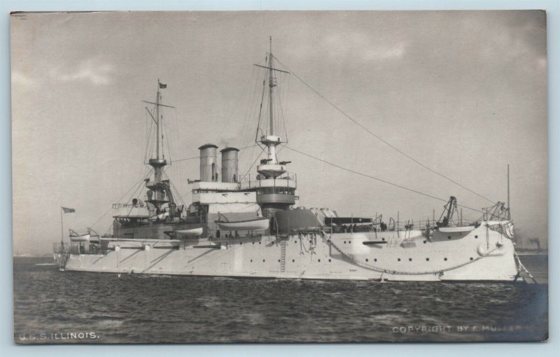 Postcard USS Illinois RPPC E Muller Real Photo Pre 1907 V10