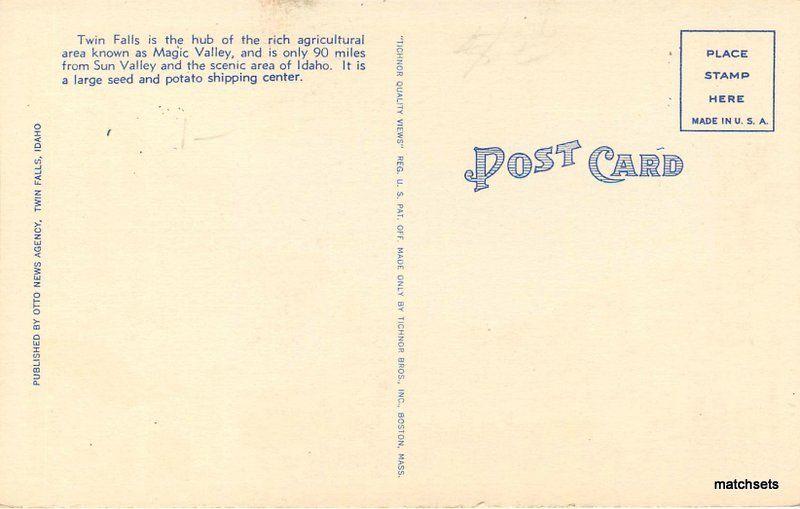 Autos 1940s Twin Falls Idaho Main Avenue Otto News Tichnor postcard 10248