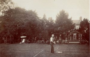 Tennis Court Lines Painter Antique Real Photo Postcard