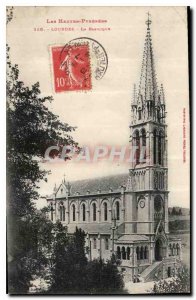 Old Postcard The High Pyrenees Lourdes Basilica