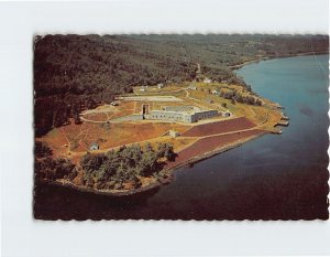 Postcard Air view of historic Fort Knox and the Penobscot River, Maine