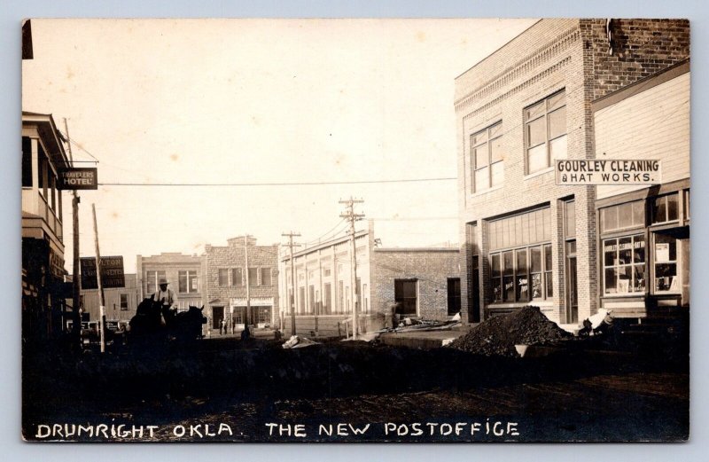 J98/ Drumright Oklahoma RPPC Postcard c1910 New Post Office Building  240