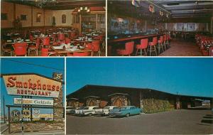 Autos 1960s Phoenix Arizona Smokehouse Restaurant Postcard Interior 1562