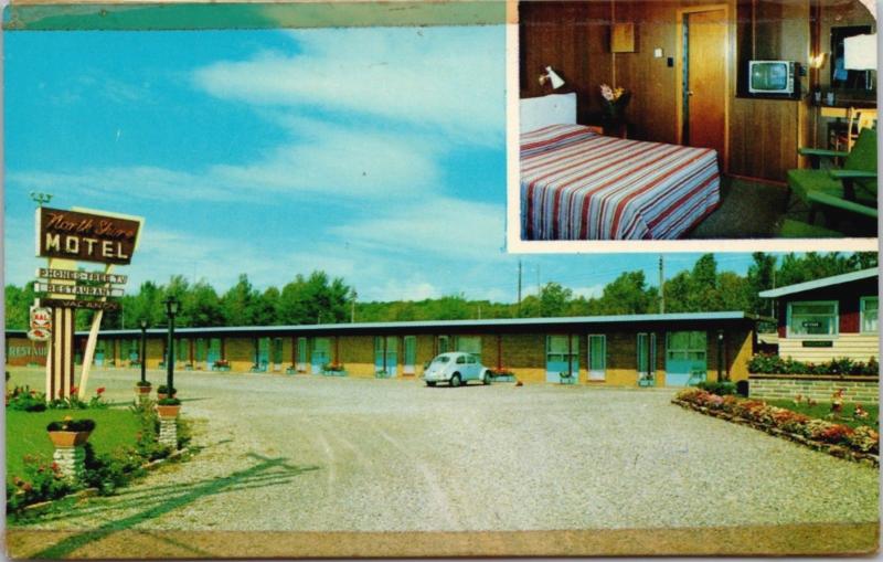 North Shore Motel Blind River Ontario ON Ont. Restaurant VW Postcard E29 As Is