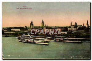 Old Postcard Mainz von der Straßenbrücke Boat