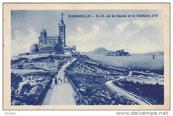 MARSIELLE, N.-D. de la garde et la Chateau d'If, Provence-Alpes-Cote d'Azur, ...