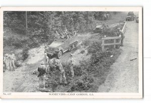Camp Gordon Georgia GA Postcard 1940's World War II Maneuvers Vehicles