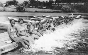 Detroit Girl Scouts CAMP METAMORA Swimming c1940s Vintage Postcard