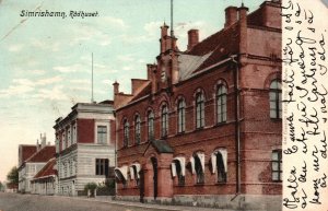 Vintage Postcard 1907 Side View Town Hall Building Simrishamn Radhuset Sweden