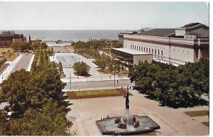 The Public Mall & War Memorial in Cleveland Ohio Lake Erie in Background