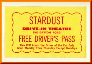 1960's Stardust Drive-In Theatre Driver's Pass, Springfield, Ohio/OH