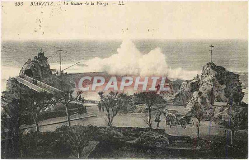 Old Postcard Biarritz The Rock of the Virgin