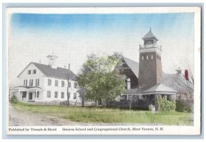 Mont Vernon New Hampshire NH Postcard Stearns School Congregational Church c1920