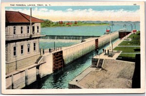 Postcard NY Troy Federal Locks