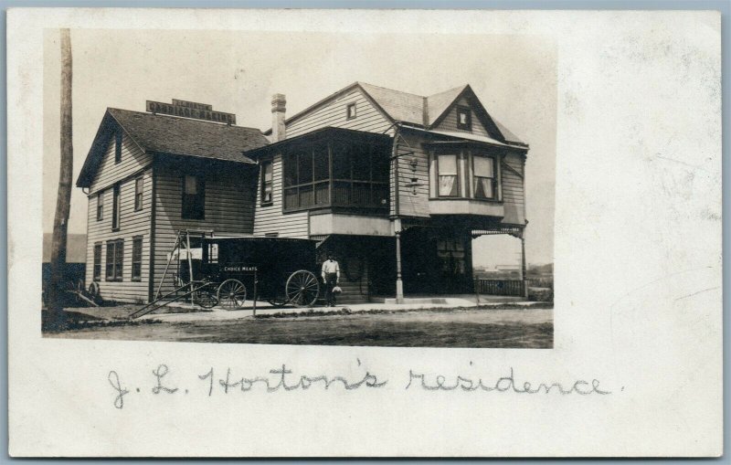 HORSEHEADS NY CHOICE MEATS CARRIAGE HORTON HOME ANTIQUE REAL PHOTO POSTCARD RPPC