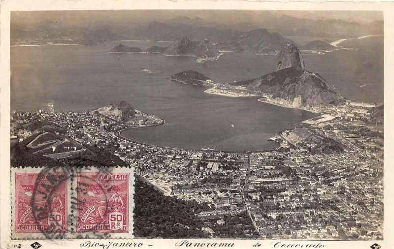 RPPC RIO DE JANEIRO BRAZIL PANORAMA TO USA REAL PHOTO POSTCARD EXCHANGE 1931