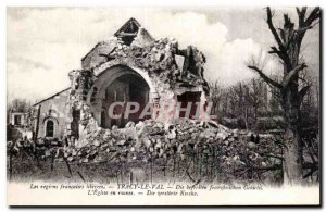 Old Postcard Tracy Le Val The church in ruins Militaria