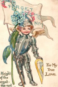 C. 1910 Cupid In Knights Armor Valentine Dutton Bavaria Vintage Postcard P219