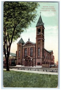 c1910's Notre Dame Des Canadiens Chruch Worcester Massachusetts MA Postcard