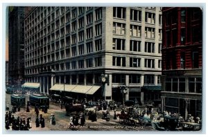 1911 State Washington St Trolley Streetcars Chicago Illinois IL Vintage Postcard 