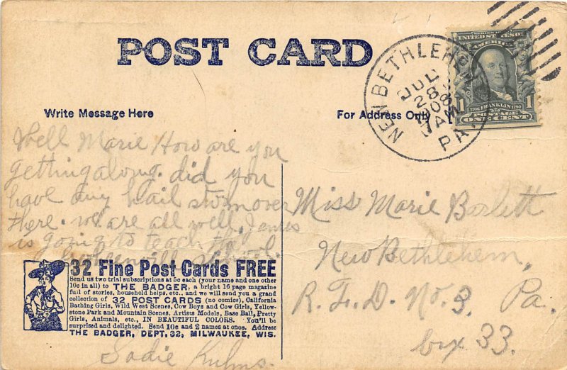 Line Busy Call Again 1908 Comic Postcard New Bethlehem Pennsylvania Cancel 