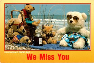 California Is Great But We Miss You Teddy Bear On The Beach 1983