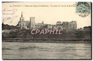 Old Postcard Avignon The Popes' Palace and Cathedral View from the eile of Ba...