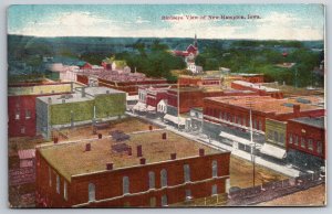 New Hampton Iowa~Birdseye View Of City~Briggs Drug Store~Church~c1910