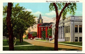 Nebraska Hastings Elm Avenue Showing Hastings College Curteich