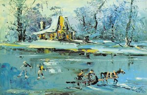 Ice Skating Artist Morris Katz Unused 