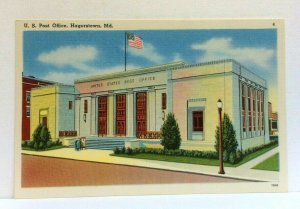 Hagerstown Maryland MD US Post Office Linen Vintage Postcard 