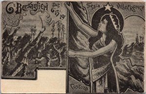 Italy G Bersaglieri Batt Sesia Villafranca Art Nouveau Postcard C107