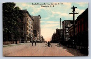 JH3/ Charlotte North Carolina Postcard c1910 Trade Street Selwyn Hotel 99