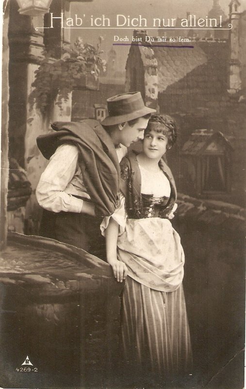 Couple. romance Nice old vintage German postcard.