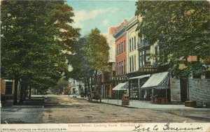 c1908 Postcard; Clearfield PA Second Street, Grocery Store, Horsedrawn, posted