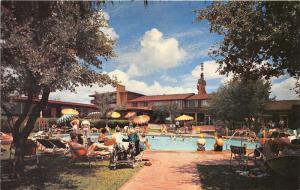 Fort Worth Texas~Western Hills Hotel~People @ Swimming Pool~1950s Postcard