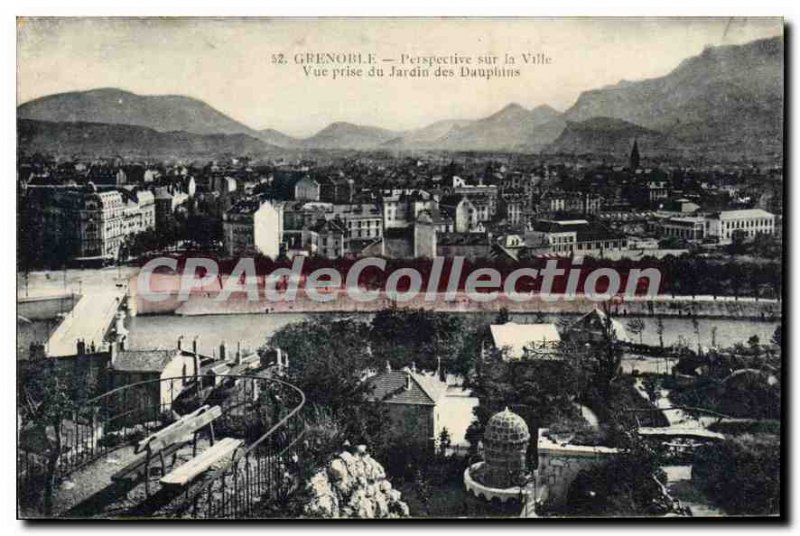 Grenoble Old Postcard Perspective On The Town Vue Prize Du Jardin Des Dauphins