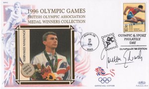 Jonathan Edwards Triple Jump Athletics Rare Hand Signed 1996 FDC