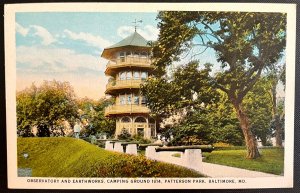 Vintage Postcard 1915-1930 Observatory & Earthworks, Patterson Park Baltimore MD