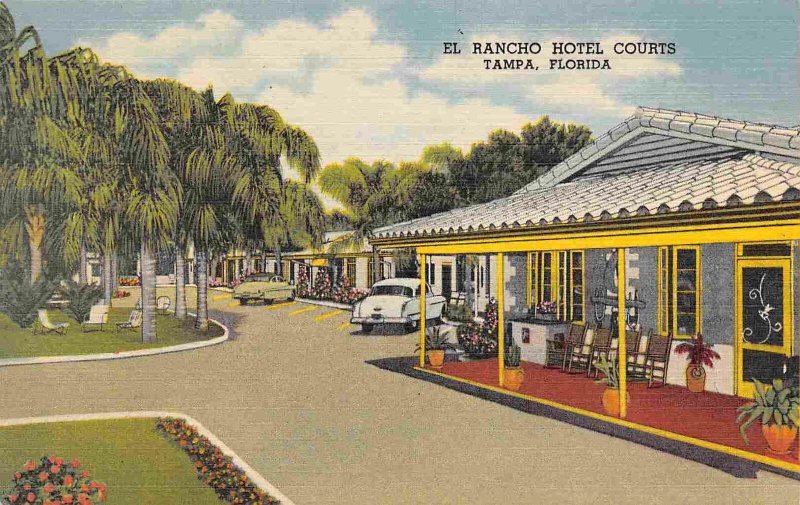 El Rancho Hotel Courts Tampa Florida linen postcard