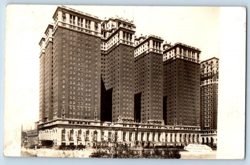 Chicago Illinois IL Postcard RPPC Photo The Stevens World's Largest Hotel 1933