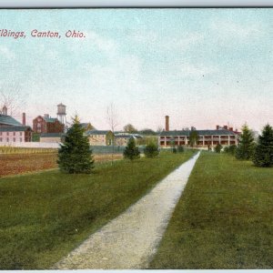 c1910s Canton, OH County Buildings Town Bldg Houses Scene Water Tower Trail A205