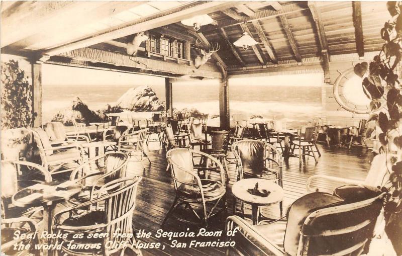 E58/ San Francisco California Postcard Real Photo RPPC c40s Interior Cliff House