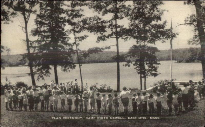 East Otis MA Camp Edith Newell Flag Ceremony Old Postcard