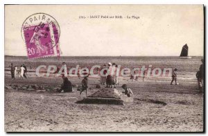 Old Postcard Saint Pair Sur Mer Beach