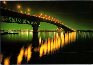 Evening Scene of Harbour Bridge Auckland New Zealand Postcard