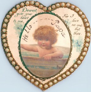 1880s Die-Cut Embossed Valentine's Heart Adorable Child Fab! #6O