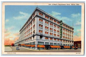 Akron Ohio OH Postcard O'Neils Department Store Building Car Street View c1930's